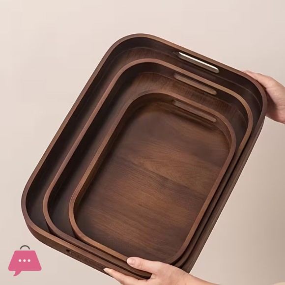 Wooden Tray with Two Handles Ideal for Serving