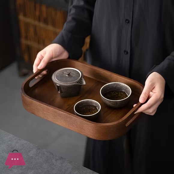 Wooden Tray with Two Handles Ideal for Serving
