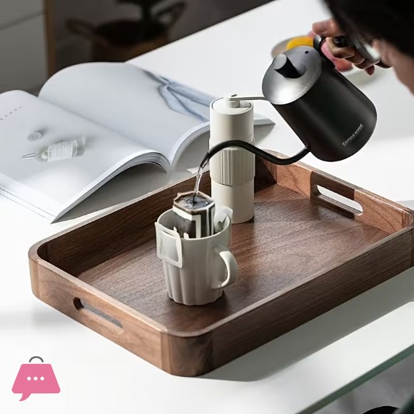 Wooden Tray with Two Handles Ideal for Serving