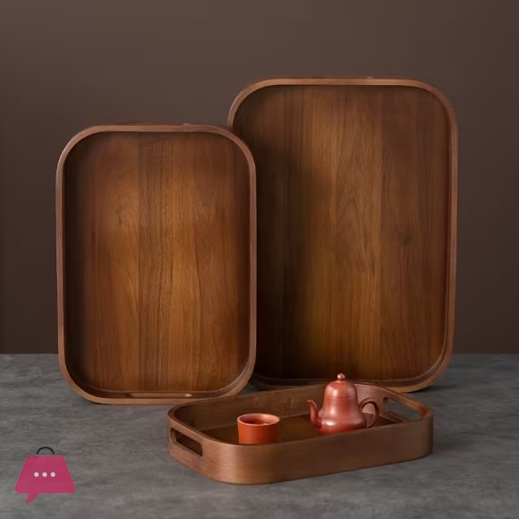 Wooden Tray with Two Handles Ideal for Serving
