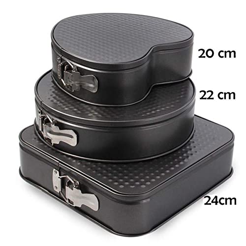 3 PCS Set Different Shape Cake Mould Spring Form Cake Pan Set - 20cm,22cm,24cm