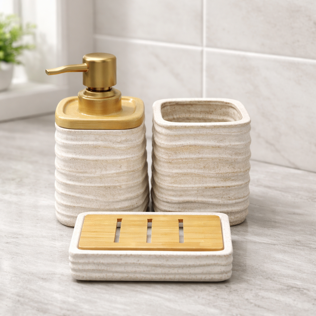 3-Piece Square Bathroom Accessories Set