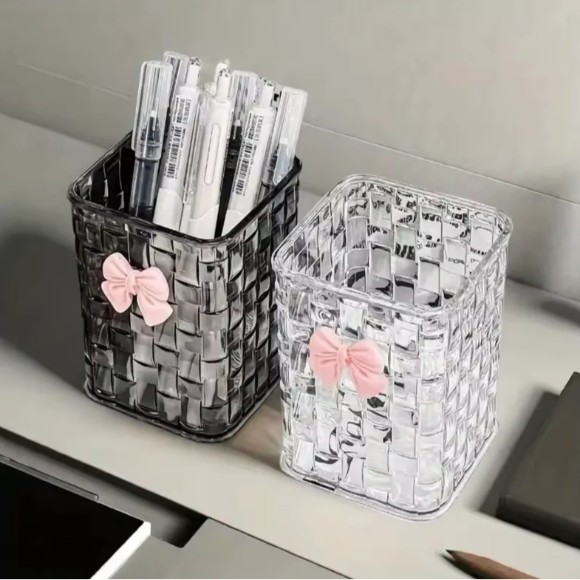 1pc Clear Acrylic Desk Organizer Pen Holder