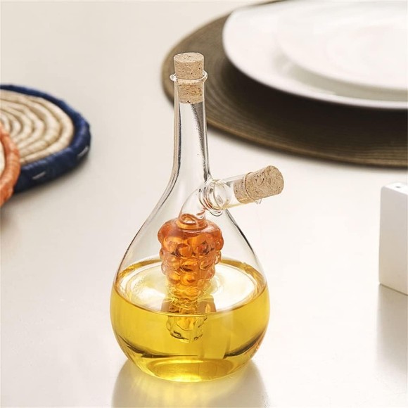 2 in 1 Glass Oil Pot Soy Sauce Bottle Vinegar Oil Bottle
