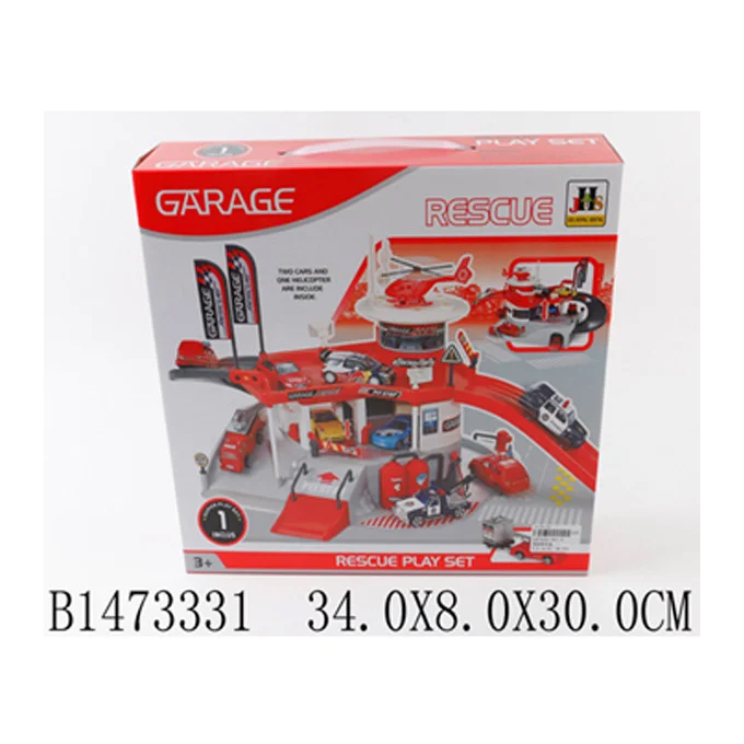Fire Fighting Rescue Garage Station with Helipad Play Set