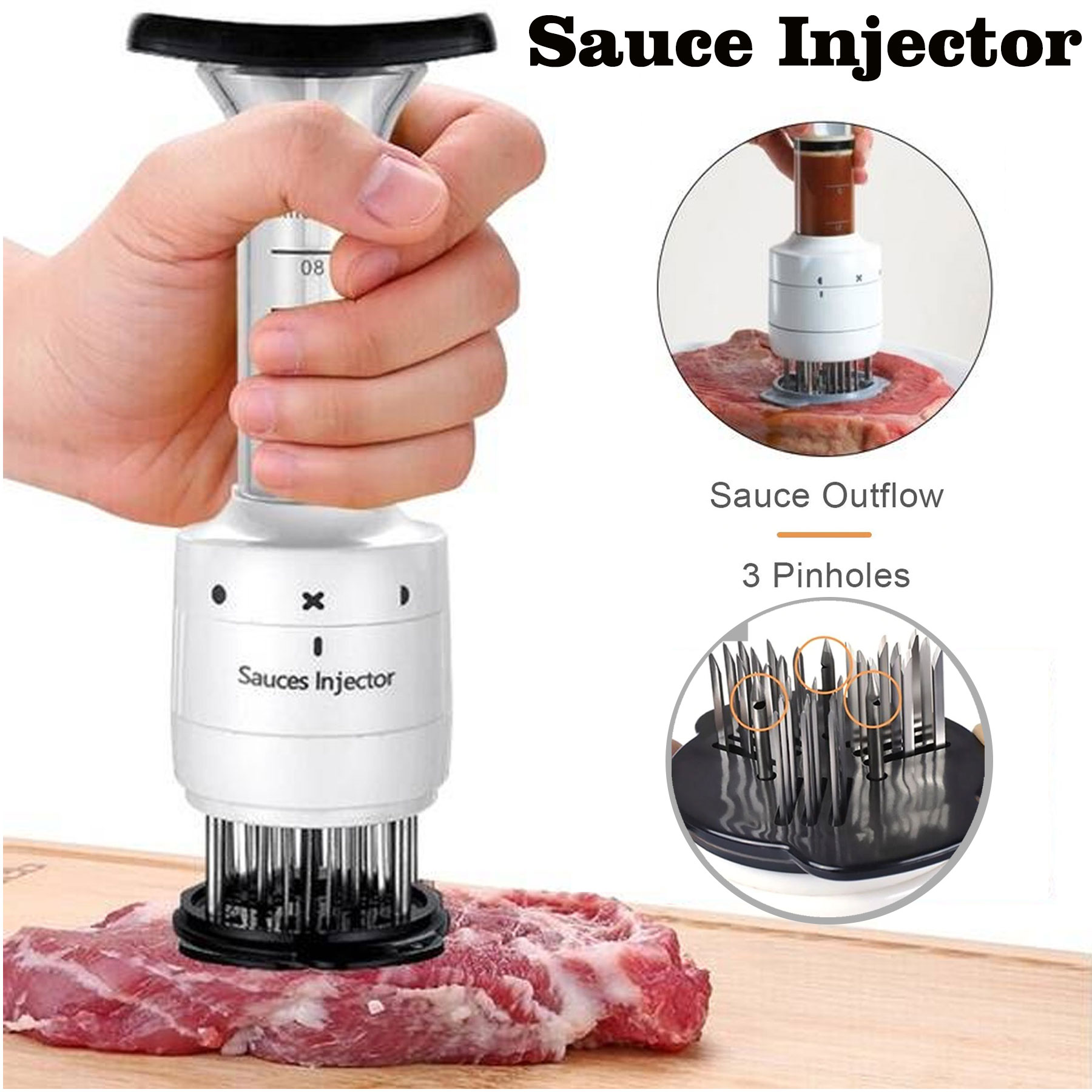 Multifunctional Sauces Injector 2 in 1 Needle Meat Tenderizer Meat Injector