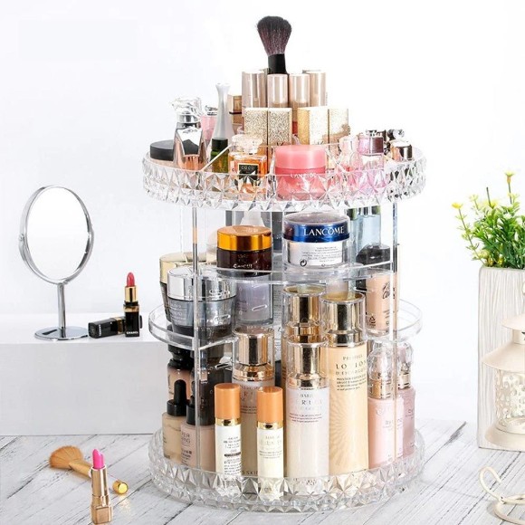 360-Degree Rotating 7 Layers Large Capacity Adjustable Multi-Function Makeup Organizer