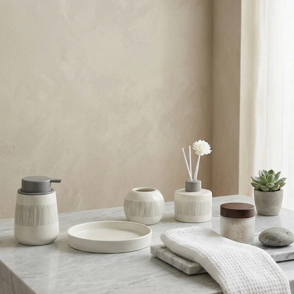 4-Piece Bathroom Accessories Set with Tray