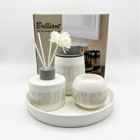 4-Piece Bathroom Accessories Set with Tray
