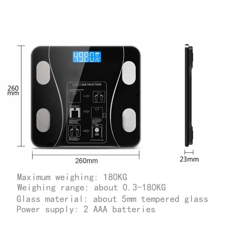 Weight Scale Multi-Functional Human Electronic Scale Home Professional Fat Measurement 180Kg Max Capacity