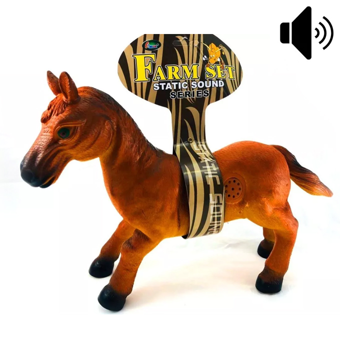 Soft Rubber Farm Horse Unbreakable Action Figure Toy Set With Sound Collatable Toy – 14 Inches