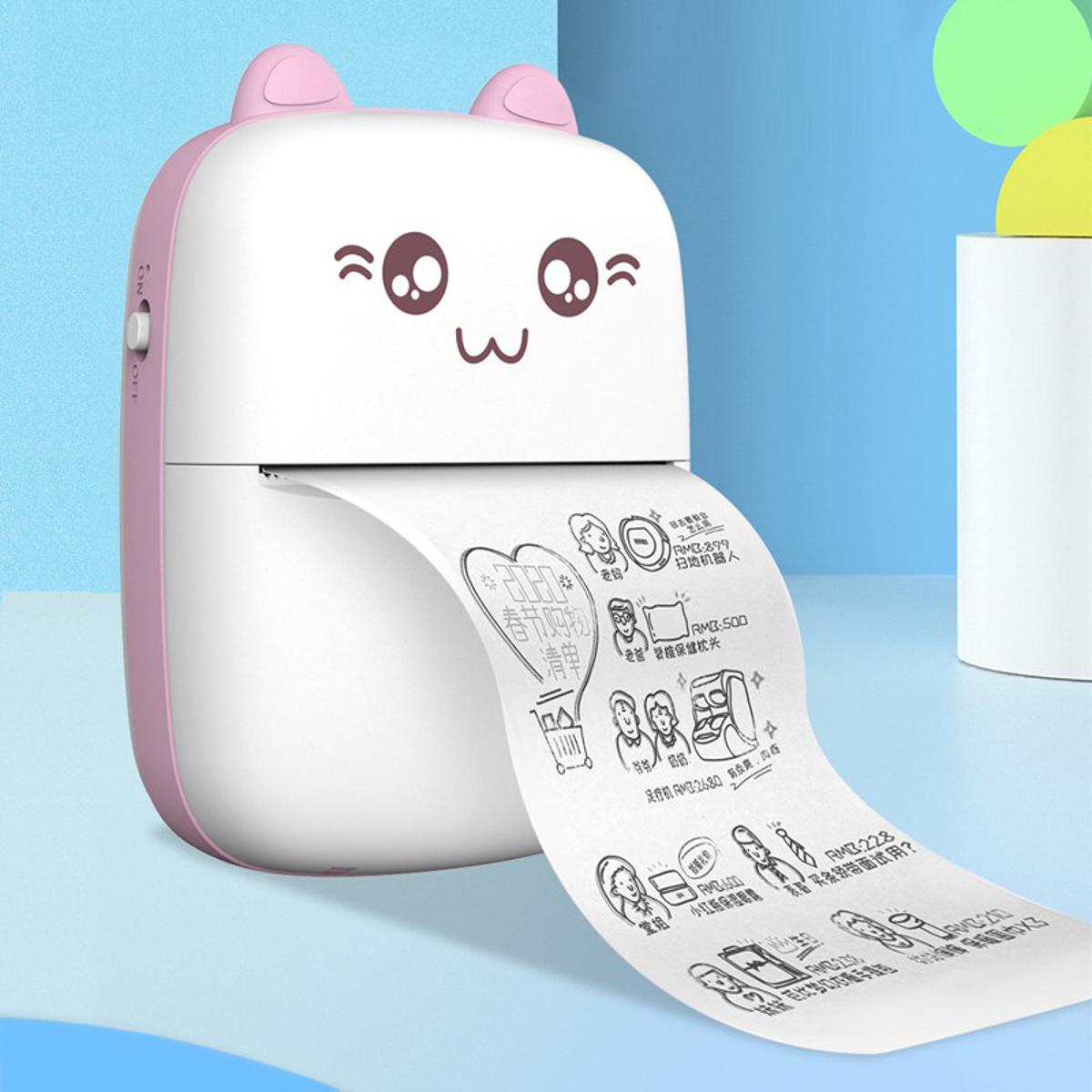 Rechargeable Thermal Mini Printer Cute Photo Label Students Wireless Bluetooth Pocket Pictures Printer