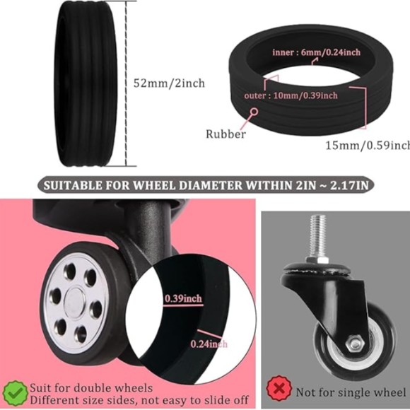 4Pcs Luggage Wheel Covers Travel Suitcase Wheel Cover Silicone Wheel Protector