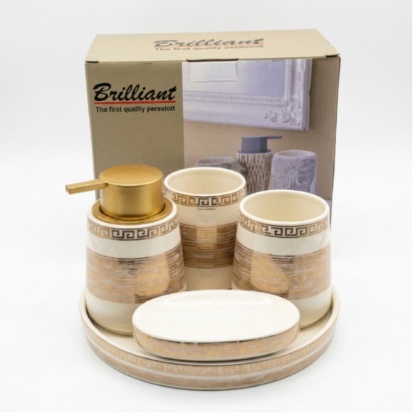 5-Piece Bathroom Accessories Set with Tray