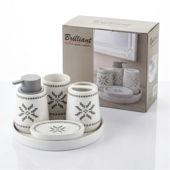 5-Piece Bathroom Accessories Set with Tray