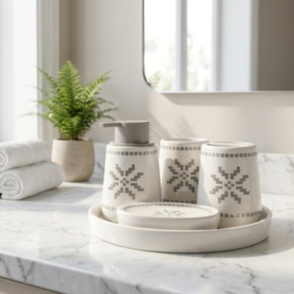 5-Piece Bathroom Accessories Set with Tray