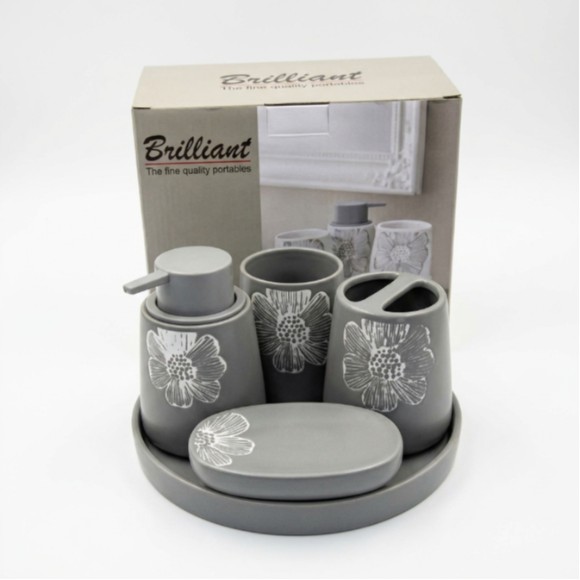5-Piece Bathroom Accessories Set with Tray