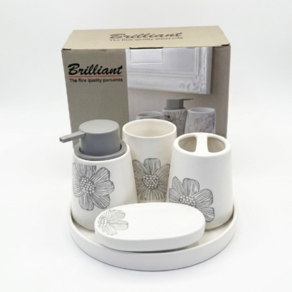 5-Piece Bathroom Accessories Set with Tray