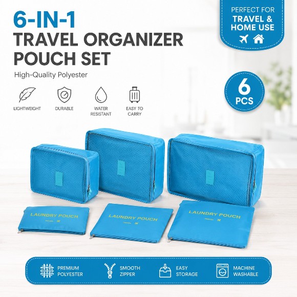 6 IN 1 MULTI TRAVEL ORGANIZER POUCH