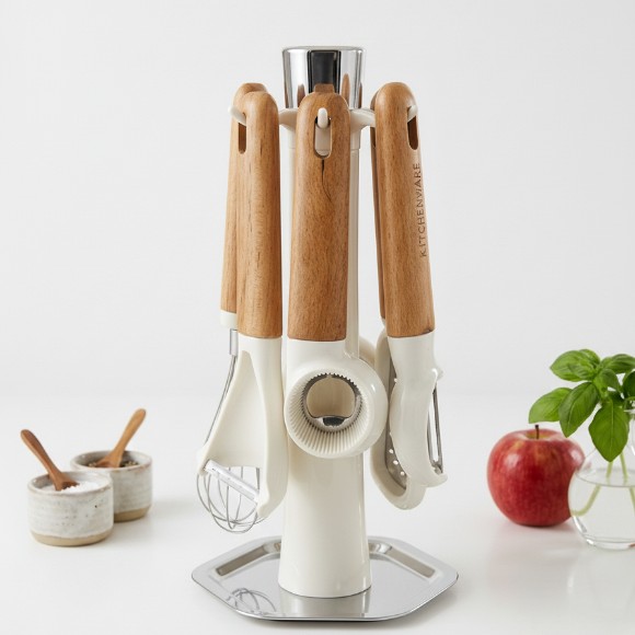Wood & Cream Kitchen Tool Set 7-Pcs
