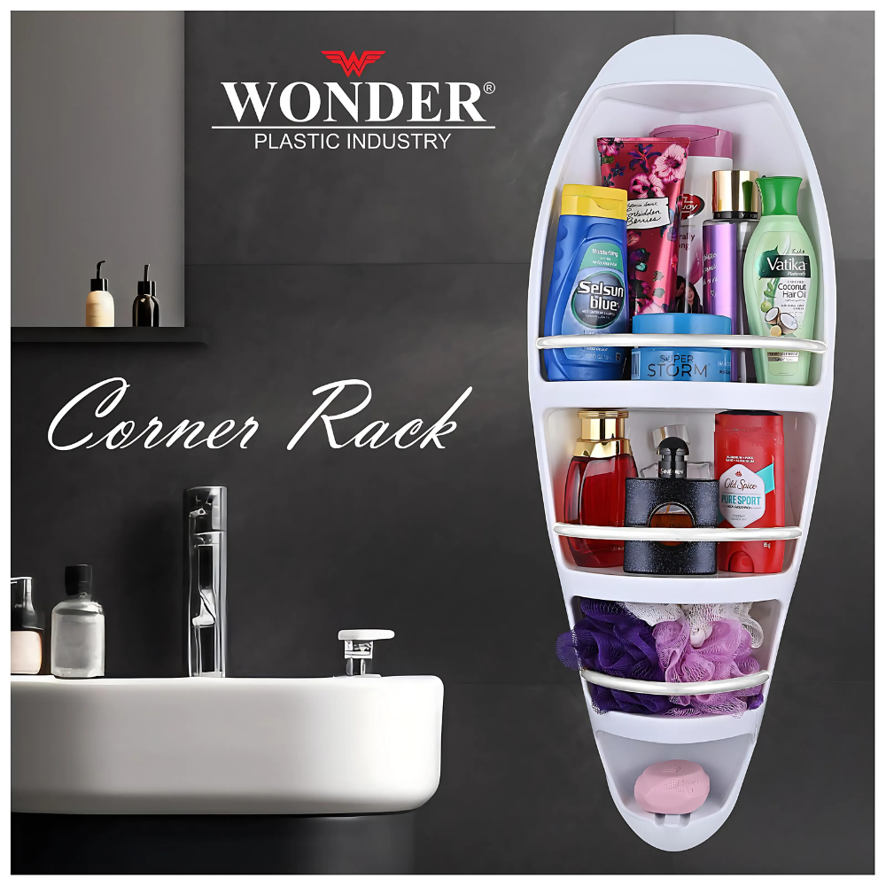 Corner Rack for Kitchen, Bathroom, Room, Bedroom & Living Room | Wall Mounted Plastic Corner Racks for Smart Storage