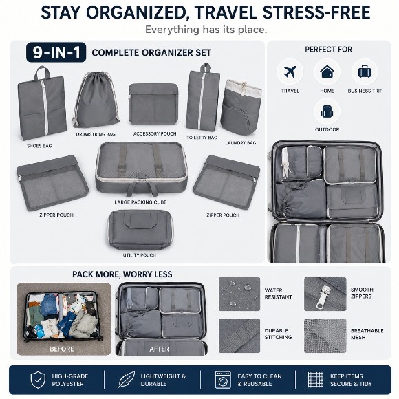 9 IN 1 MULTI TRAVEL ORGANIZER POUCH