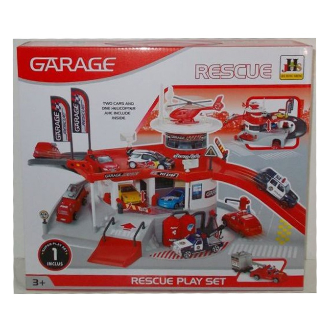 Fire Fighting Rescue Garage Station with Helipad Play Set