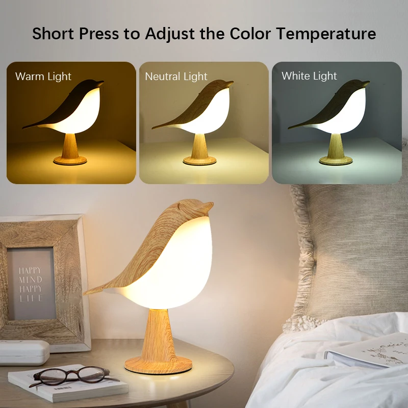 LED Bird Night Lights Touch Control Portable Desk Lamps