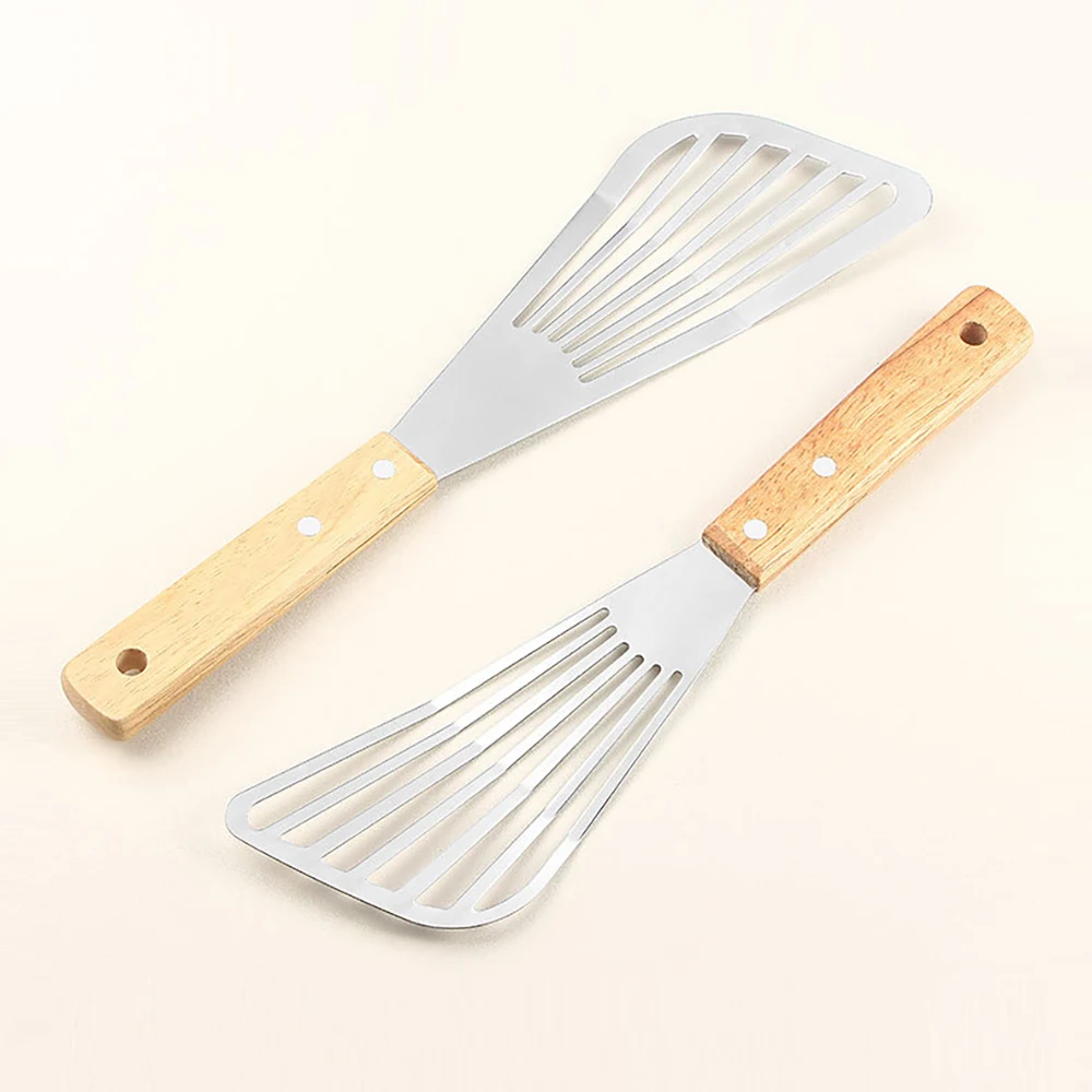 1PC Stainless Steel Frying Paddle with Wooden Handle 1 Piece