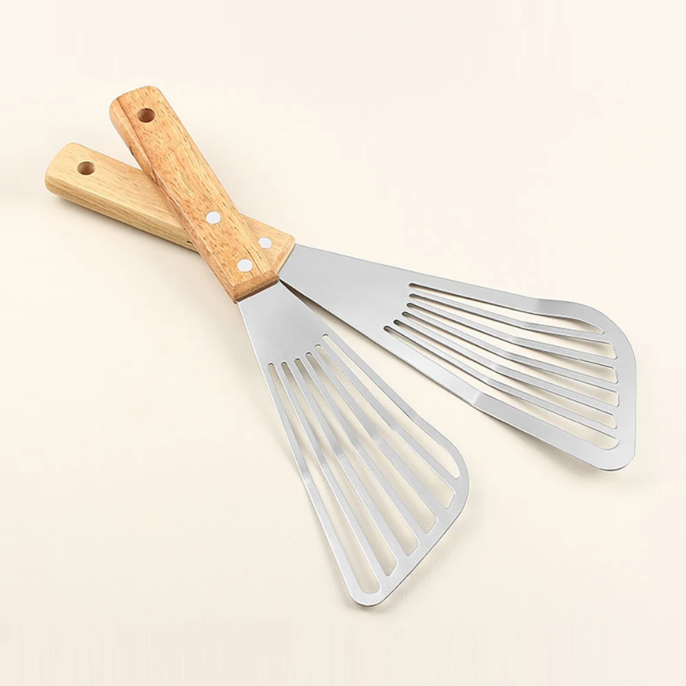 1PC Stainless Steel Frying Paddle with Wooden Handle 1 Piece