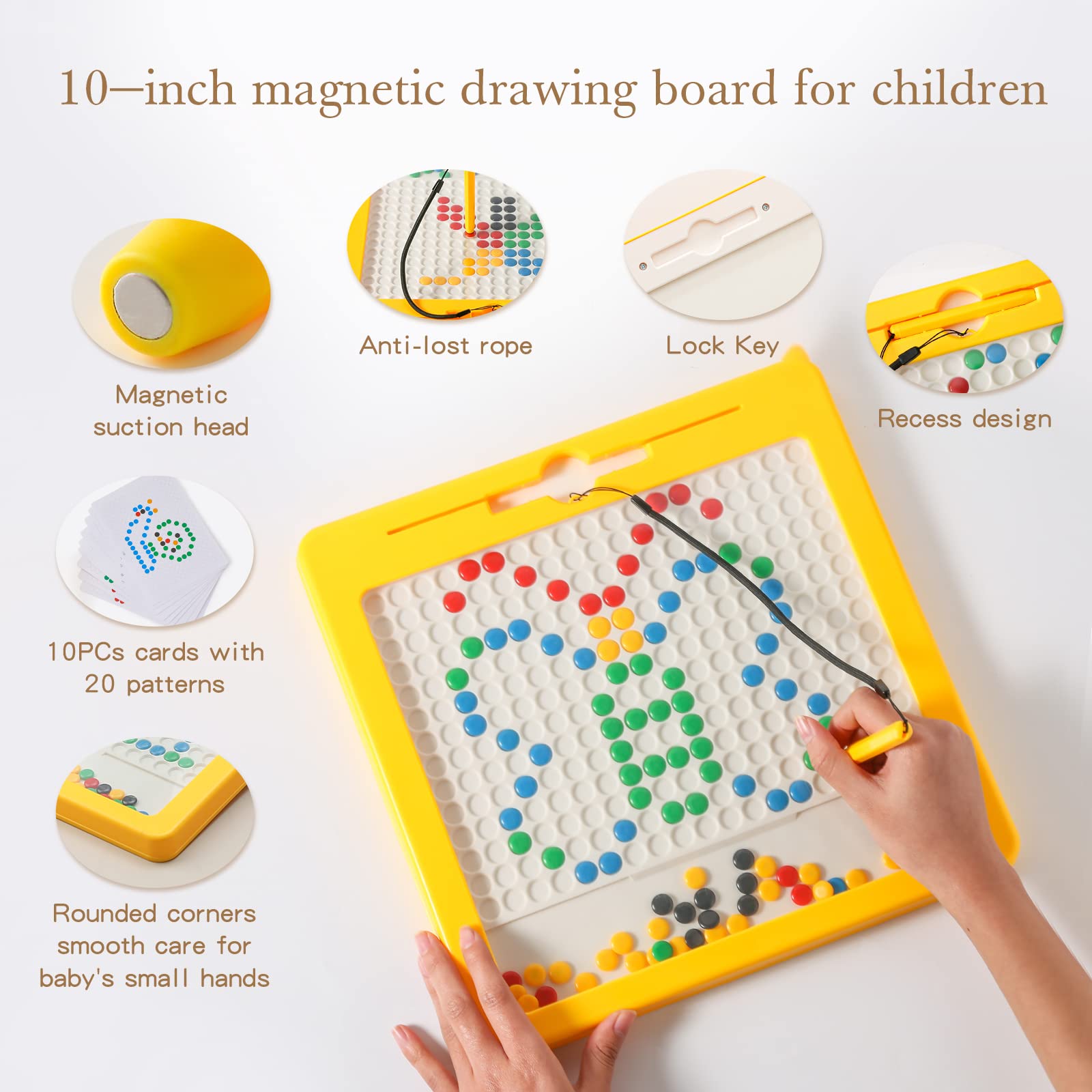 Magnetic Drawing Board Toy for Kids Educational Puzzle Toy-Doodle Board with Magnetic Beads - size 9 x 7.5 Inch
