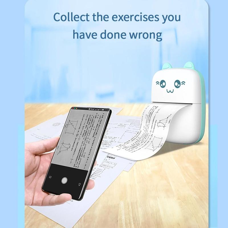 Rechargeable Thermal Mini Printer Cute Photo Label Students Wireless Bluetooth Pocket Pictures Printer