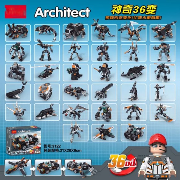 Architect Bricks Toys 36 Model in 1 Box Legos