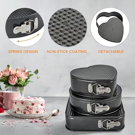 3 PCS Set Different Shape Cake Mould Spring Form Cake Pan Set - 20cm,22cm,24cm