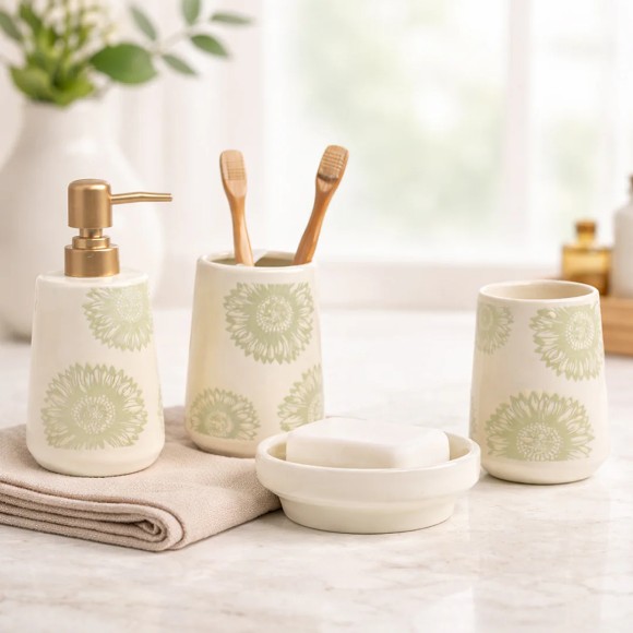 Brilliant Ceramic Bathroom Set L-Green 4Pcs