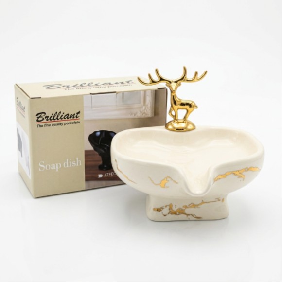 Brilliant Luxurious Soap Dish with Deer Decoration Soap Tray Suitable for Bathrooms