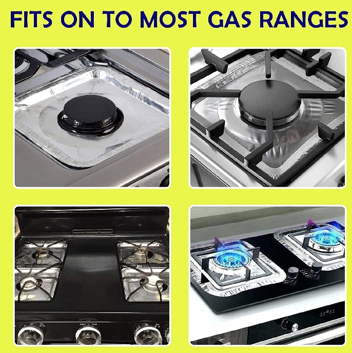Pack of 10 - Aluminum Foil Gas Stove Burner Covers