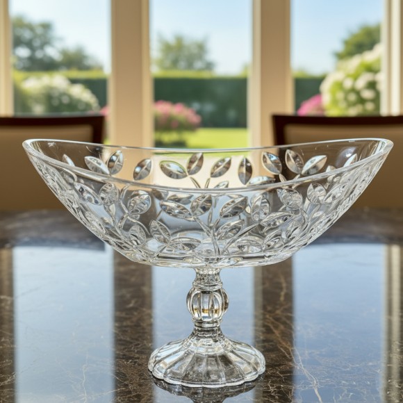 RCR Crystal Laurus Oval Raised Glass Centerpiece - 255950