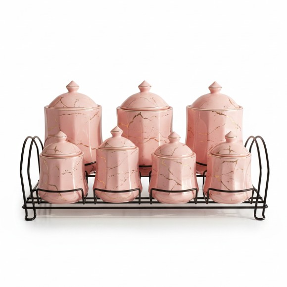 Ceramic 7-Piece Spice Jar Set
