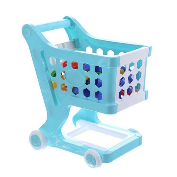 19 inch Mini Shopping Cart with Full Grocery Food Toy Playset for Kids