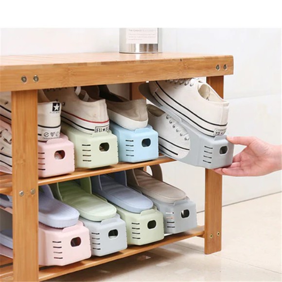 Display Rack Shoes Organizer Space-Saving Plastic Storage Rack Multi-color 1Pair