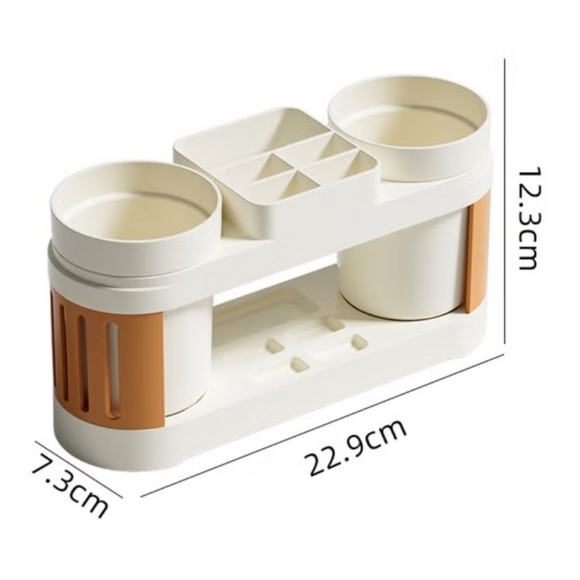 Dual-Cup Toothbrush Holder Set Anti-Slip Base