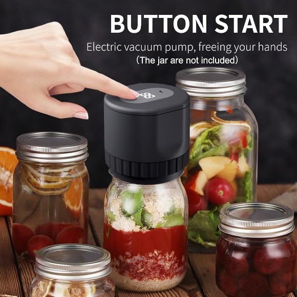 Electric Mason Jar Vacuum Sealer Kit Cordless Automatic Jar Sealer Kit for Food Storage