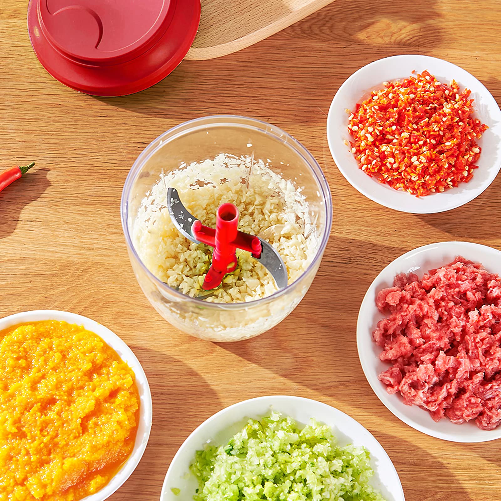 Mini Speedy Chopper Manual Food Processor Hand Chopper Easy Spin Cutter And Garlic Chopper