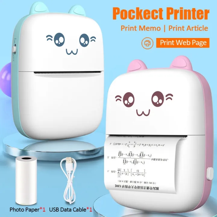 Rechargeable Thermal Mini Printer Cute Photo Label Students Wireless Bluetooth Pocket Pictures Printer