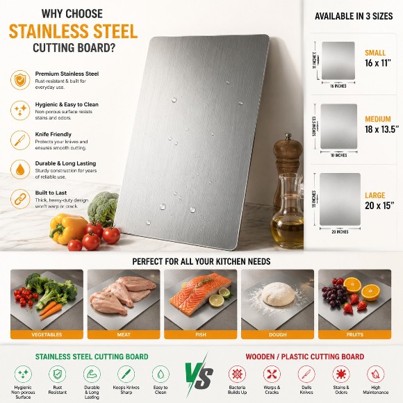 Golden Stainless Steel Cutting Board