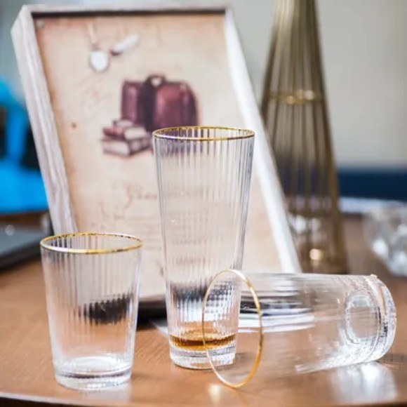 High Quality Handmade Transparent Crystal Drinking Glass Cup for Juice Tea Beverage Glassware Set of 6