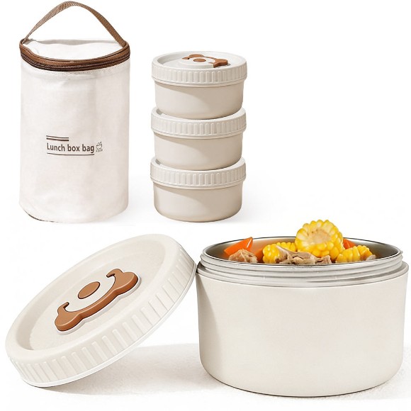 Insulated 410 Stainless Steel Lunch Box Leak Proof Microwaveable Portable Stackable Bento Box
