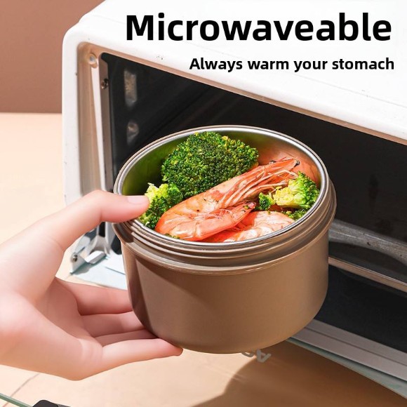 Insulated 410 Stainless Steel Lunch Box Leak Proof Microwaveable Portable Stackable Bento Box
