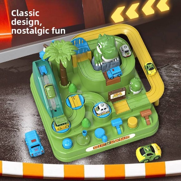 Jungle Dinosaur Challenge Adventure Kids Educational Plastic Puzzle Sliding Car Track Toy